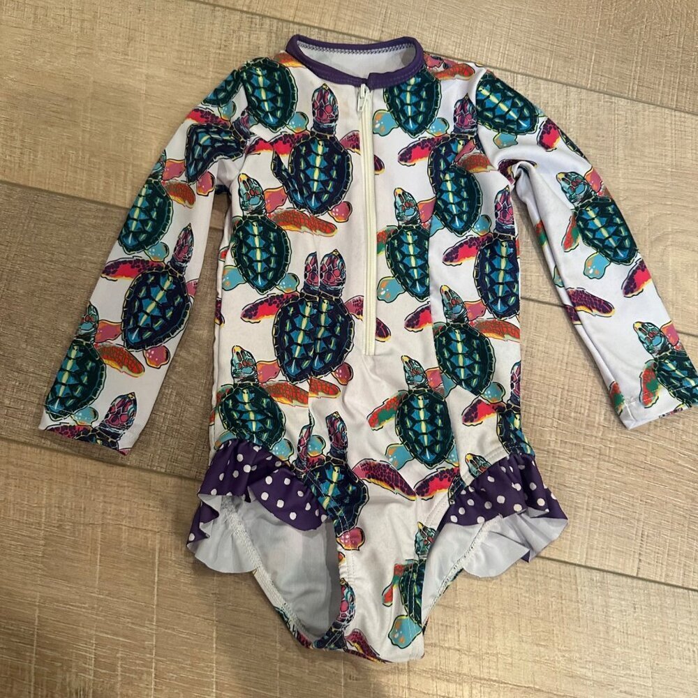 MILLIE LOVES LILY LONG SLEEVE ZIP UP TURTLE SWIM SUIT 24 MONTHS